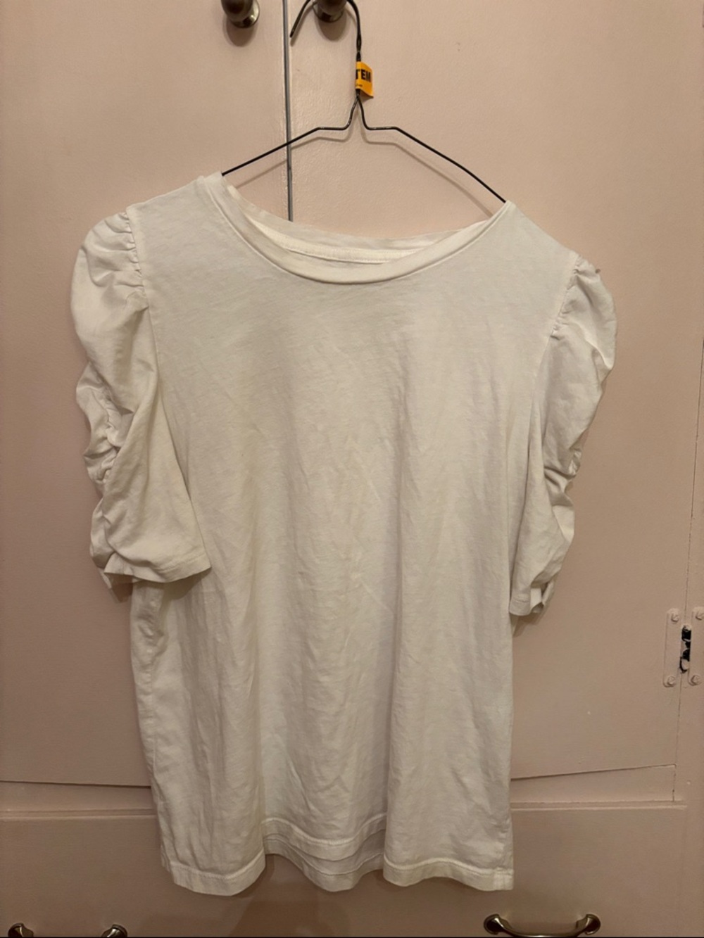 LOFT White Puff Sleeve Short Sleeve Tee